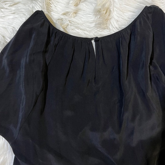 EUC [Rebecca Taylor] Black SILK Silver Beaded Batwing Tunic Blouse | 6 · Small - Picture 4 of 13